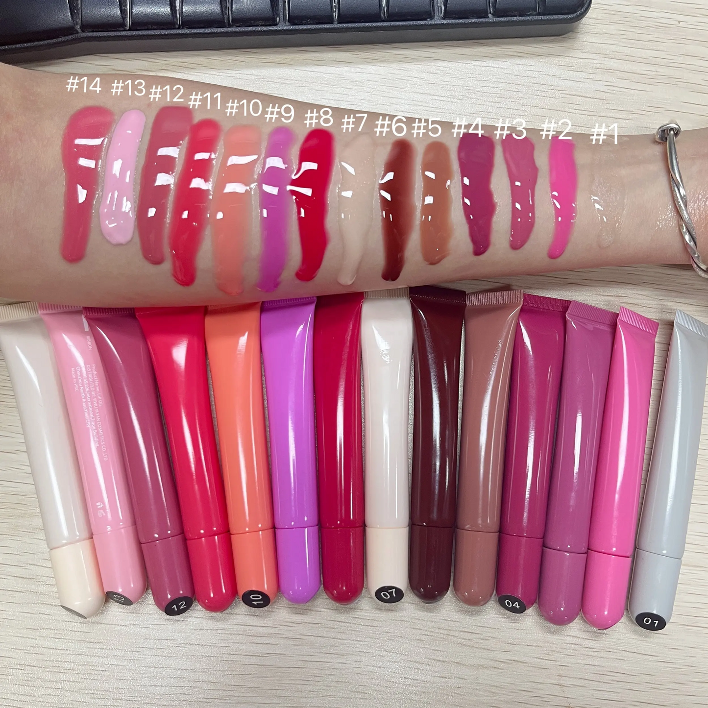 Private Logo Lip Gloss Peptide Lip Tint 12 colors and tubes for choice OEM