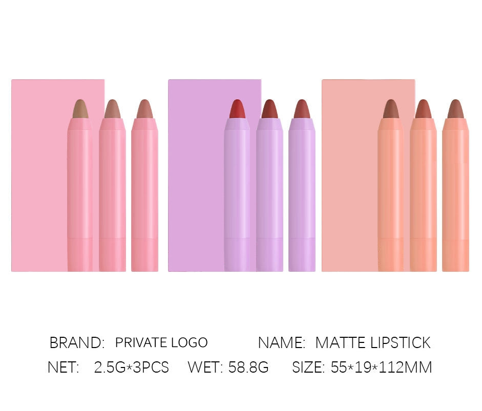 Matte Lipstck Cream OEM 3pcs one set