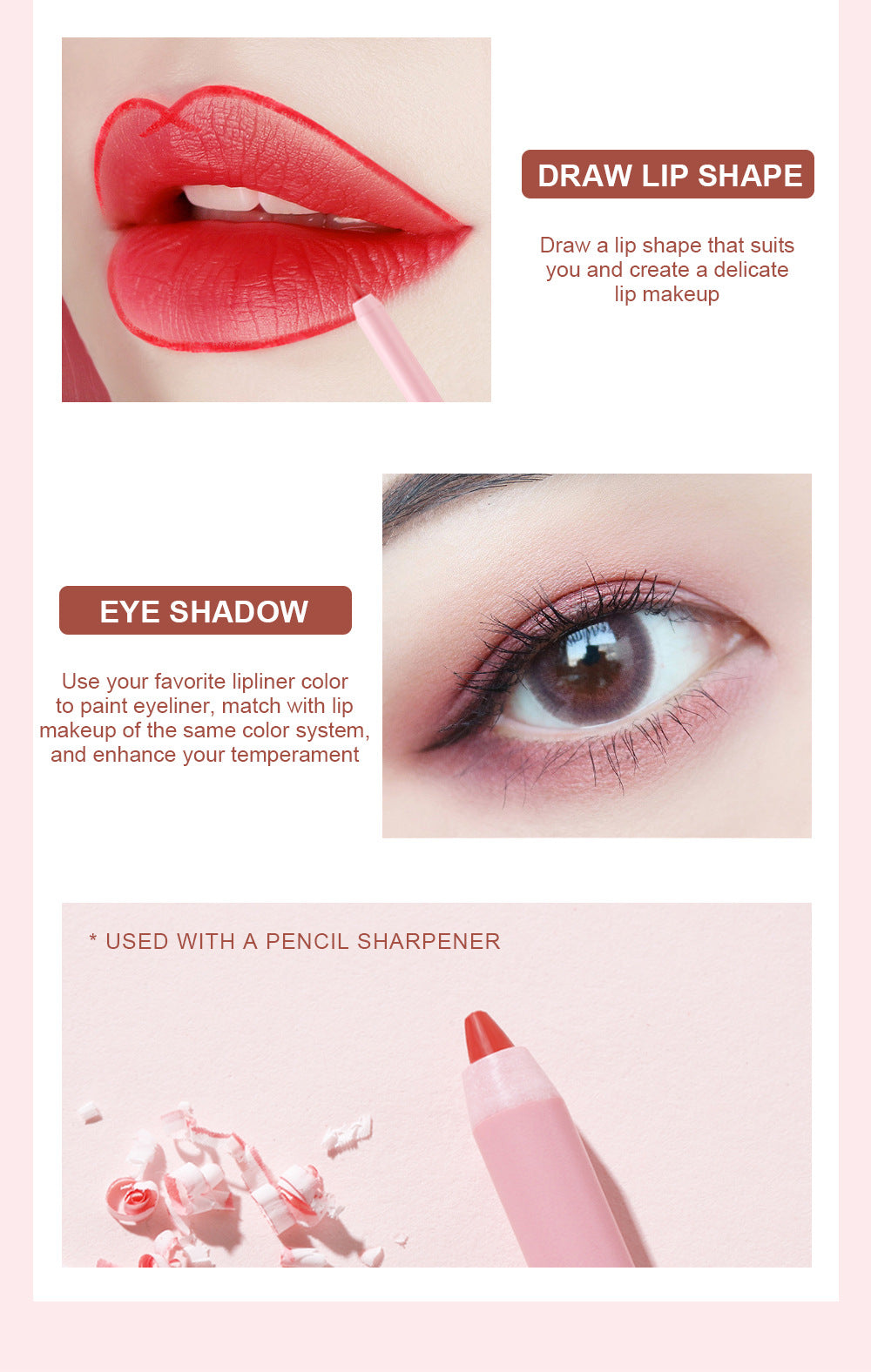 OEM Matte Waterproof Pink Lipliner Pencil
